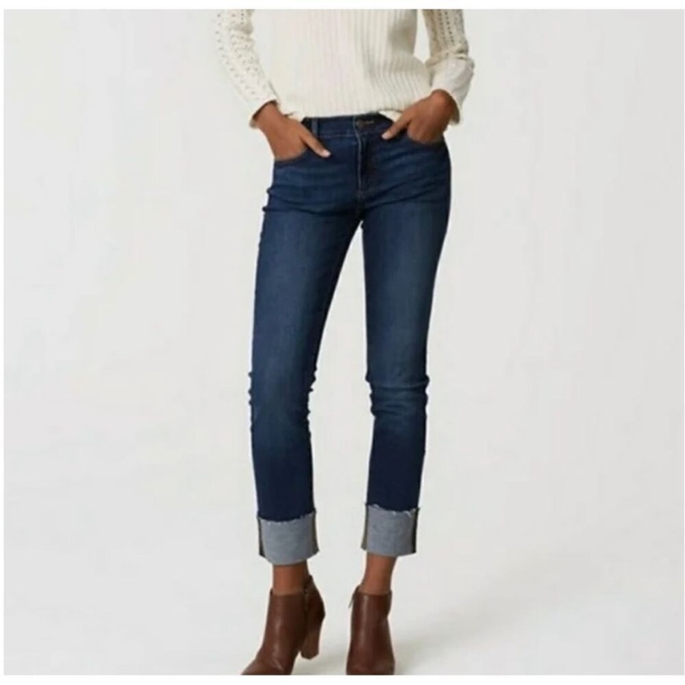 LOFT Curvy Cuffed Straight Leg Cropped Jeans Size 8/29